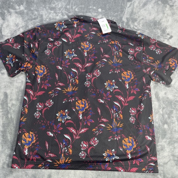 Puma Shirt Mens Large Paradise Golf Active Relaxed Fit Mesh Button Floral Black - Picture 7 of 7